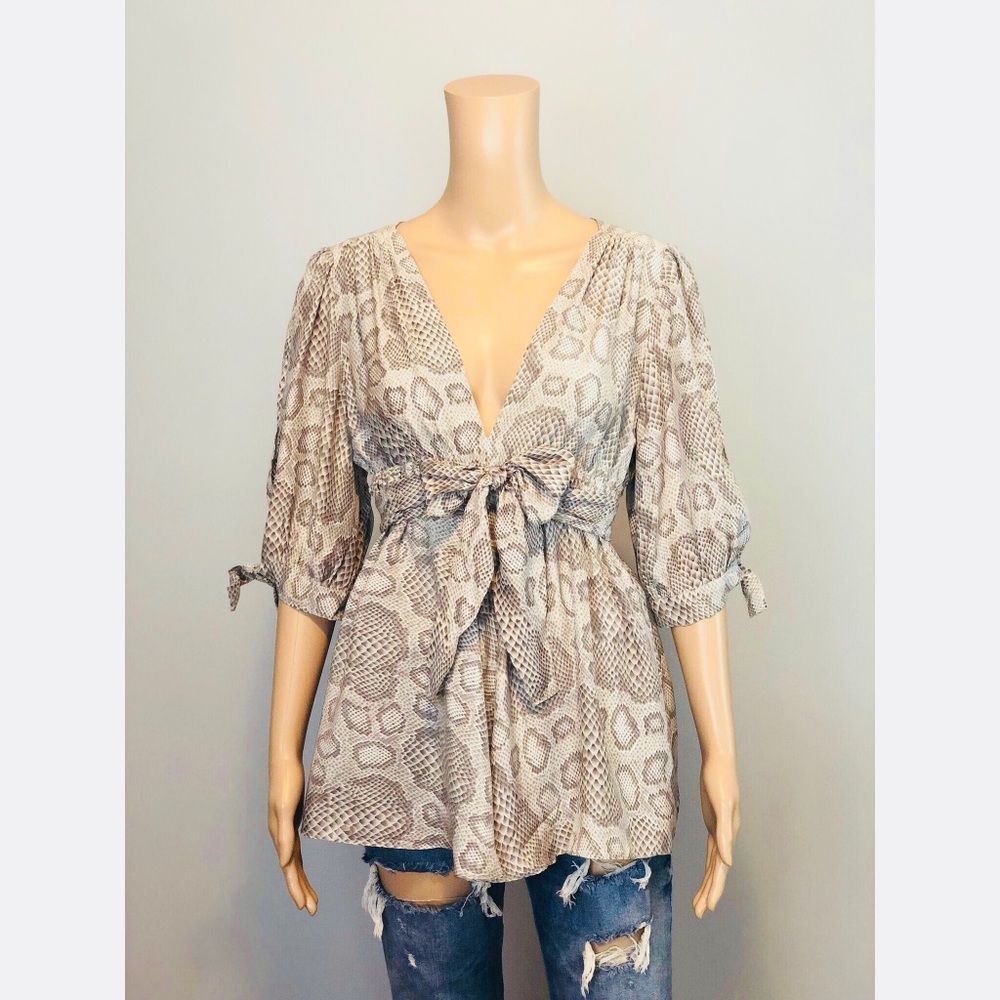🆕 REVOLVE Amanda Uprichard grey snake silk blouse